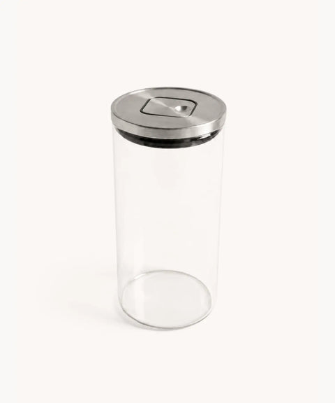 Glass Container with Stainless Steel Push - Large