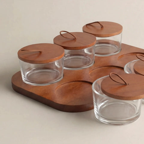 Walnut Serve Set, Six Pieces