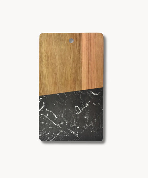 DuoTone Black Marble &amp; Wood Cutting Board