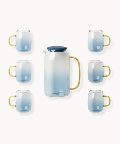 Azure Glass Pitcher & Tumblers