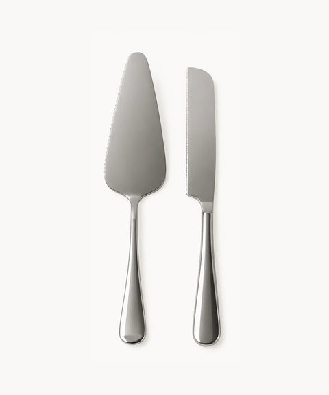 Cake Knife & Server Set, Silver
