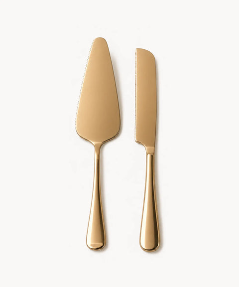 Cake Knife & Server Set, Gold
