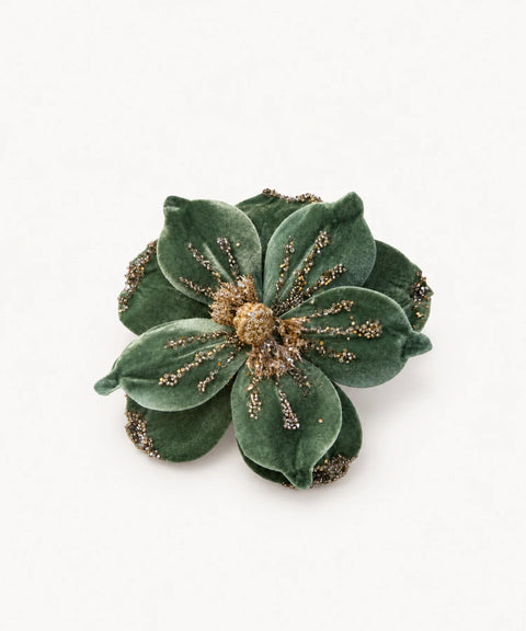 Beaded Velvet Flower, Green
