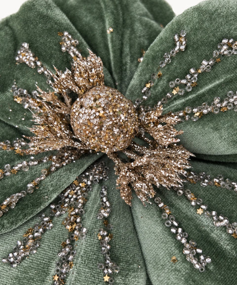 Beaded Velvet Flower, Green