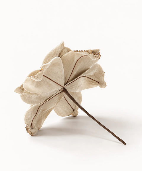 Beaded Velvet Flower, Ivory
