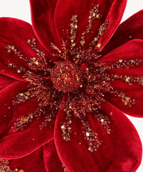 Beaded Velvet Flower, Red