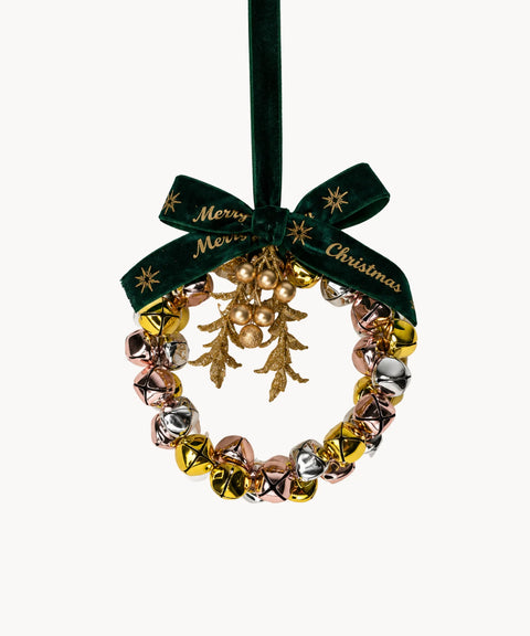 Bell Wreath Ornament, Gold, Large