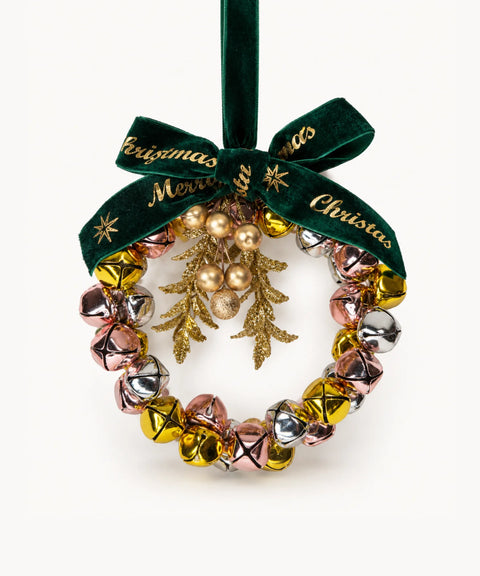 Bell Wreath Ornament, Gold, Large