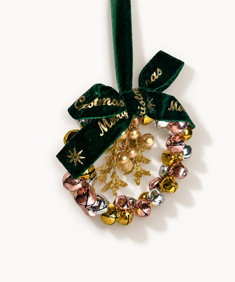 Bell Wreath Ornament, Gold, Large
