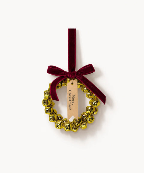 Bell Wreath Ornament, Gold, Small