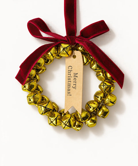 Bell Wreath Ornament, Gold, Small