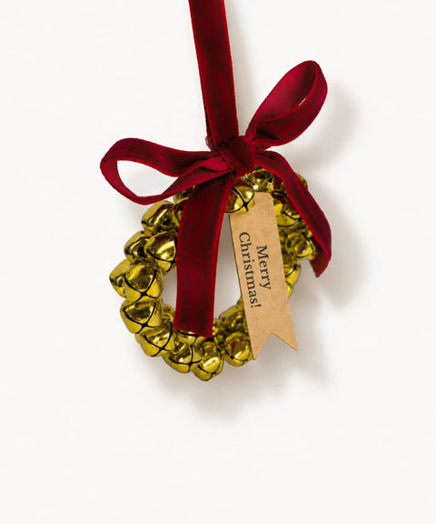 Bell Wreath Ornament, Gold, Small