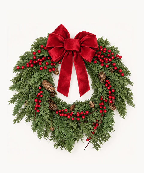 Berry Wreath with Red Bow