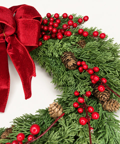 Berry Wreath with Red Bow