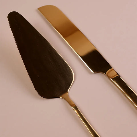 Cake Knife &amp; Server Set, Gold