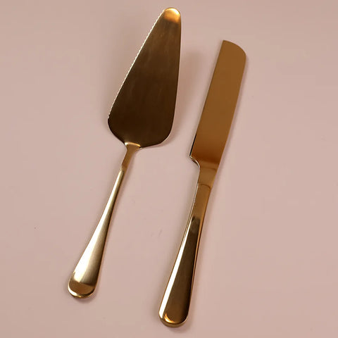 Cake Knife &amp; Server Set, Gold