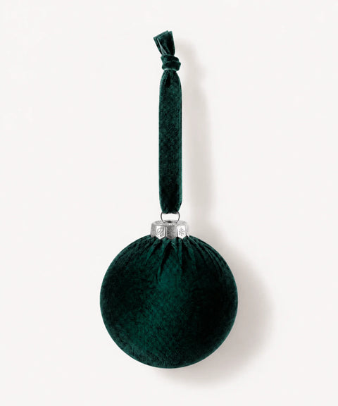 Gathered Fabric Baubles, Dark Green, 6 Pieces