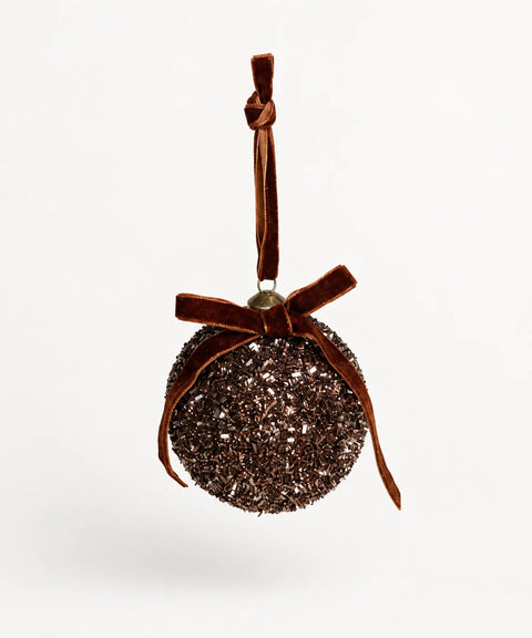 Glitter Baubles, Brown, 12 Pieces