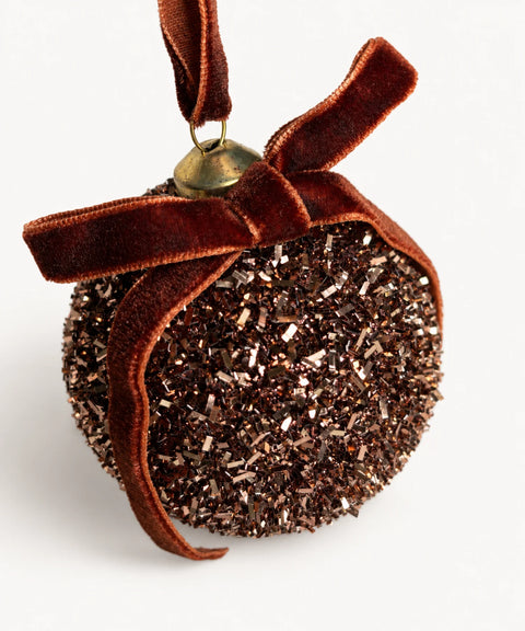 Glitter Baubles, Brown, 12 Pieces