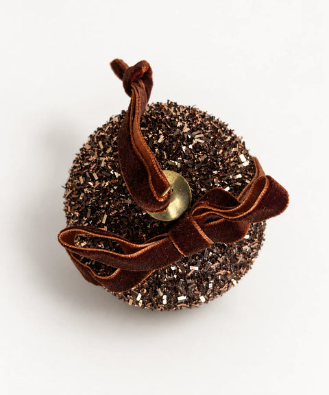 Glitter Baubles, Brown, 12 Pieces
