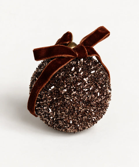 Glitter Baubles, Brown, 12 Pieces