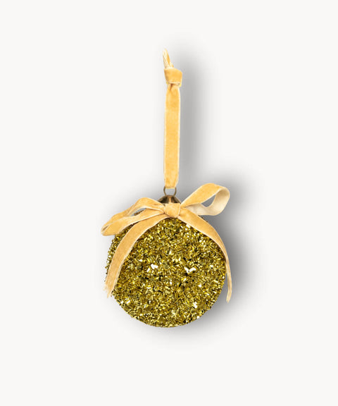 Glitter Baubles, Gold, 12 Pieces
