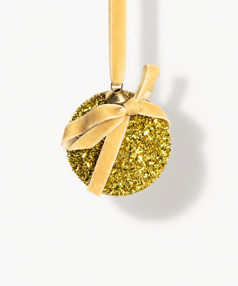 Glitter Baubles, Gold, 12 Pieces