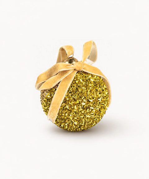 Glitter Baubles, Gold, 12 Pieces