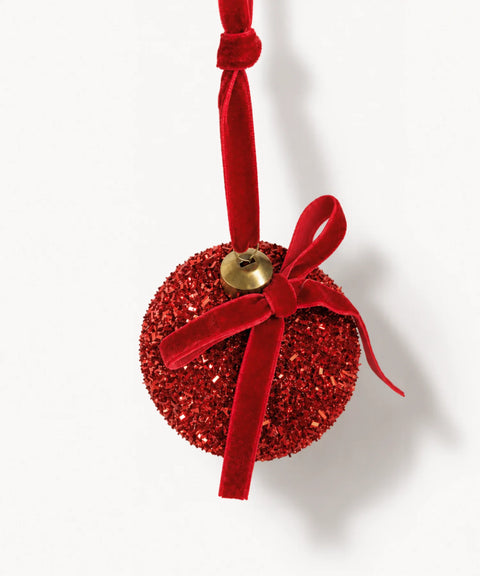 Glitter Baubles, Red, 12 Pieces