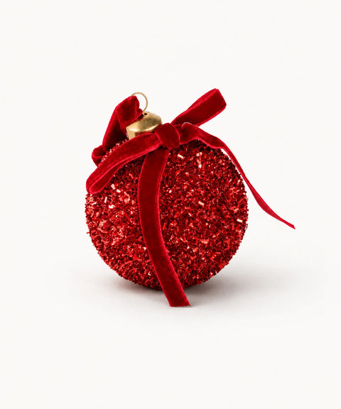 Glitter Baubles, Red, 12 Pieces