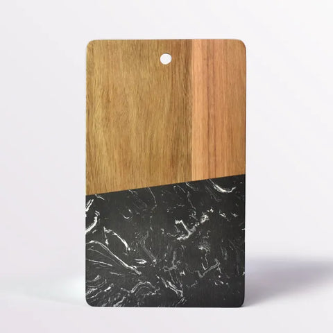 DuoTone Black Marble &amp; Wood Cutting Board