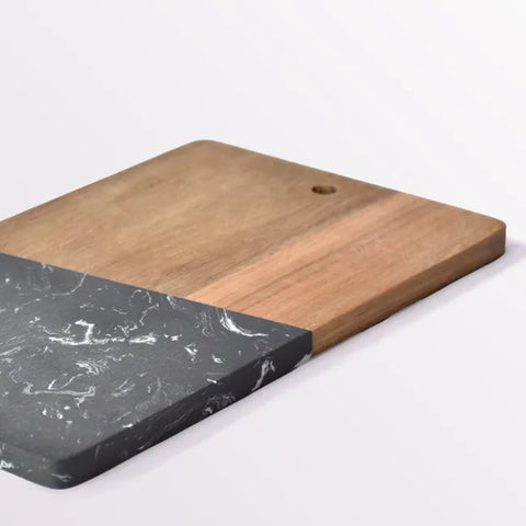 DuoTone Black Marble &amp; Wood Cutting Board