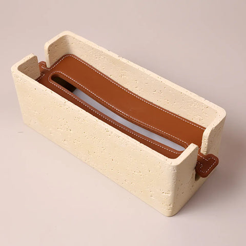 Beige Stone Tissue Holder