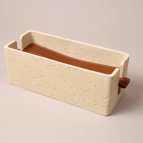 Beige Stone Tissue Holder