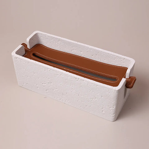 White Stone Tissue Holder