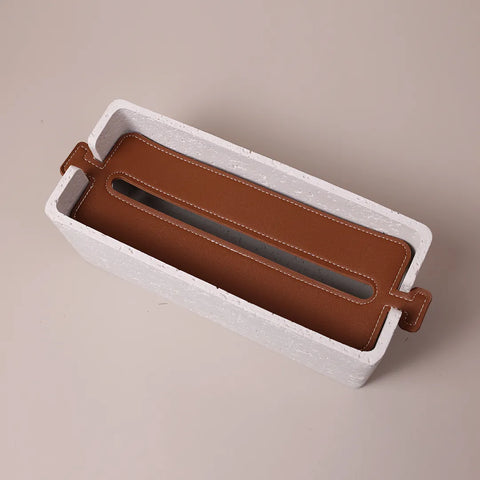 White Stone Tissue Holder