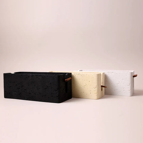 White Stone Tissue Holder