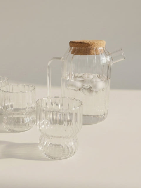 Ribello Ribbed Glass Pitcher Set - 5 Pieces