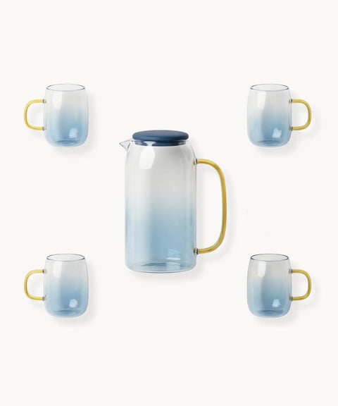 Azure Glass Pitcher, 5 pieces