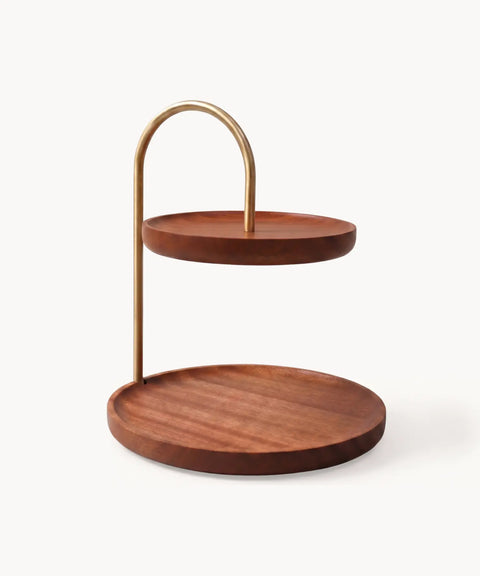 Two-Tier Display Stand, Dark Wood