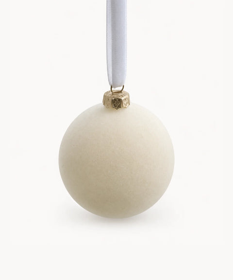 Velvet Baubles, Ivory, Small, 12 Pieces