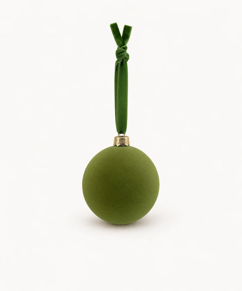 Velvet Baubles, Olive Green, Small, 12 Pieces