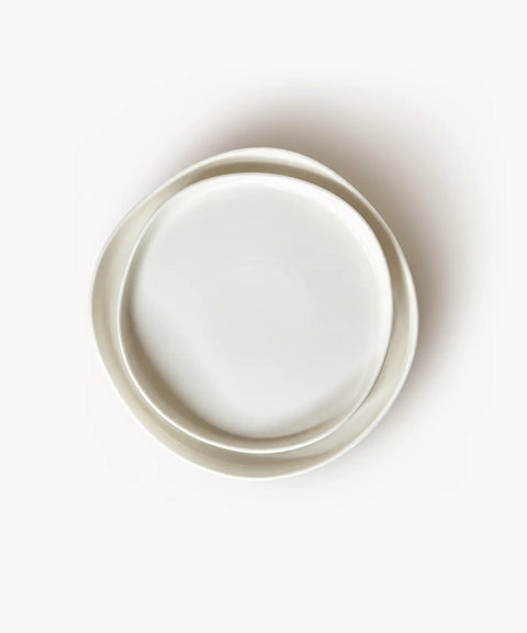 White Floral Plate Set, 12 Pieces