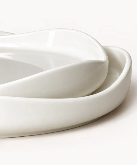 White Floral Plate Set, 12 Pieces
