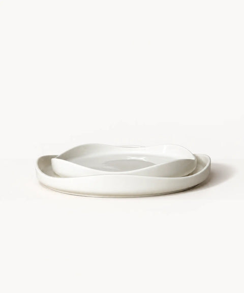 White Floral Plate Set, 12 Pieces