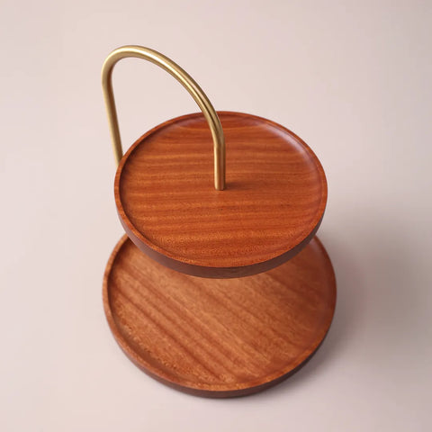 Two-Tier Display Stand, Dark Wood