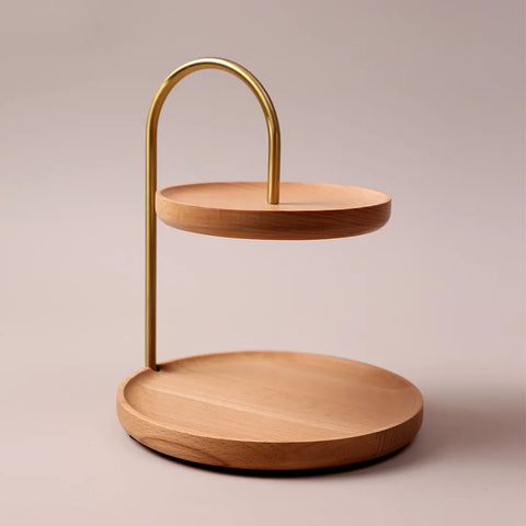 Two-Tier Display Stand, Light Wood