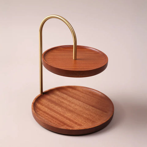 Two-Tier Display Stand, Dark Wood