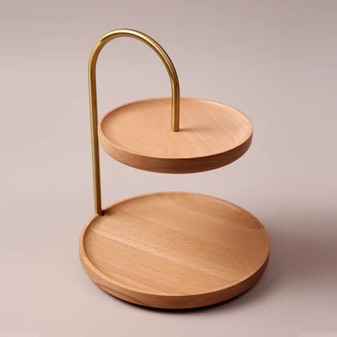 Two-Tier Display Stand, Light Wood
