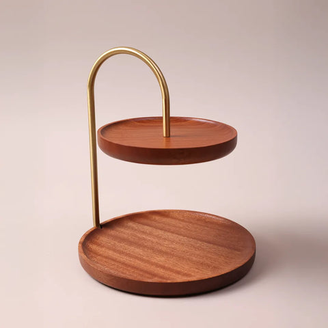 Two-Tier Display Stand, Dark Wood